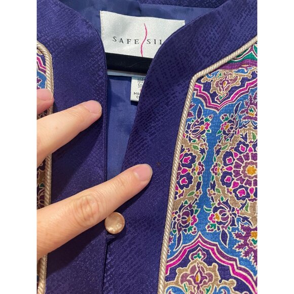 Vtg Adrianna Papell Womens Floral Silk Jacket Size 8 90s Indie Fairy Old Money - Picture 3 of 14